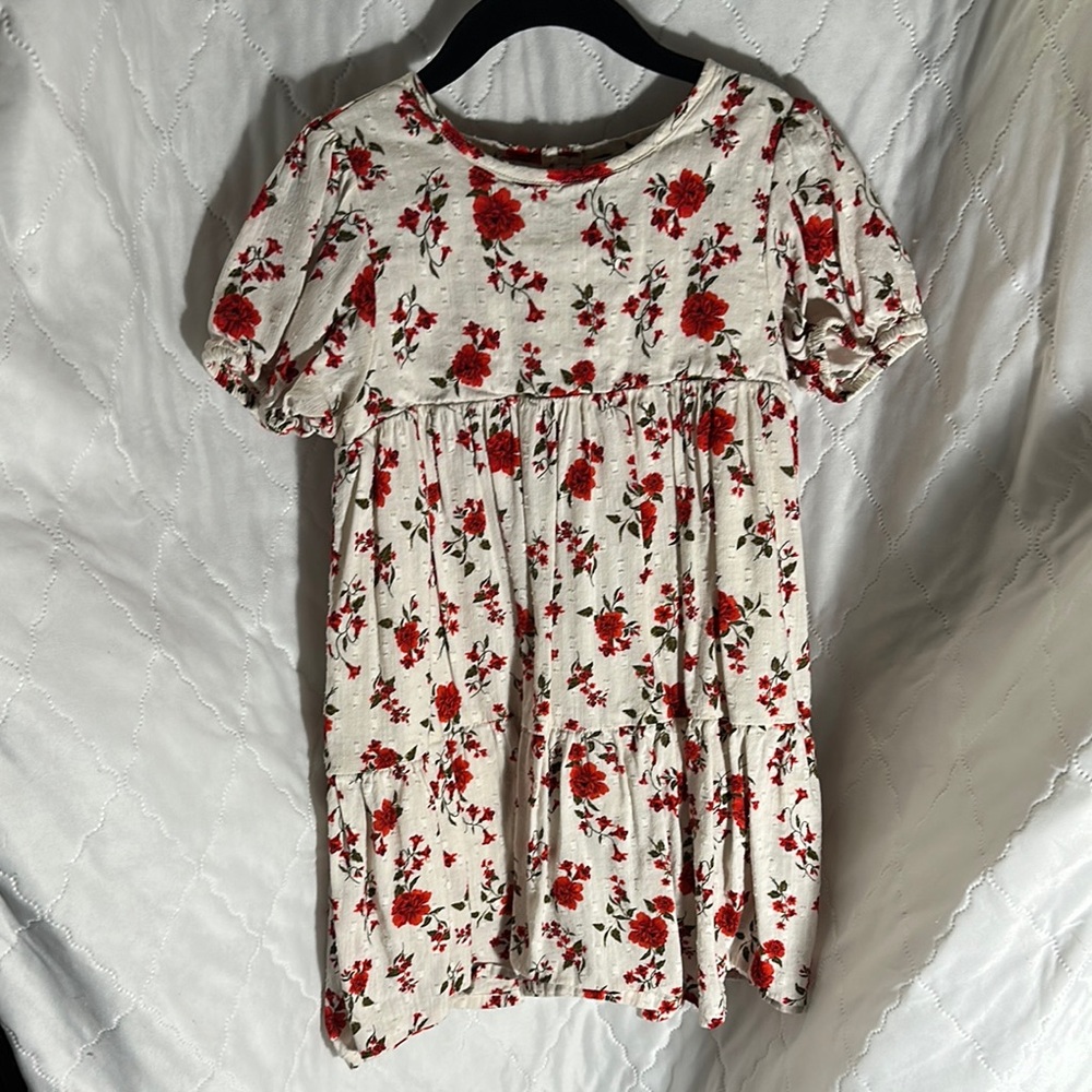 Old Navy Red and Cream Puff Sleeve Sundress